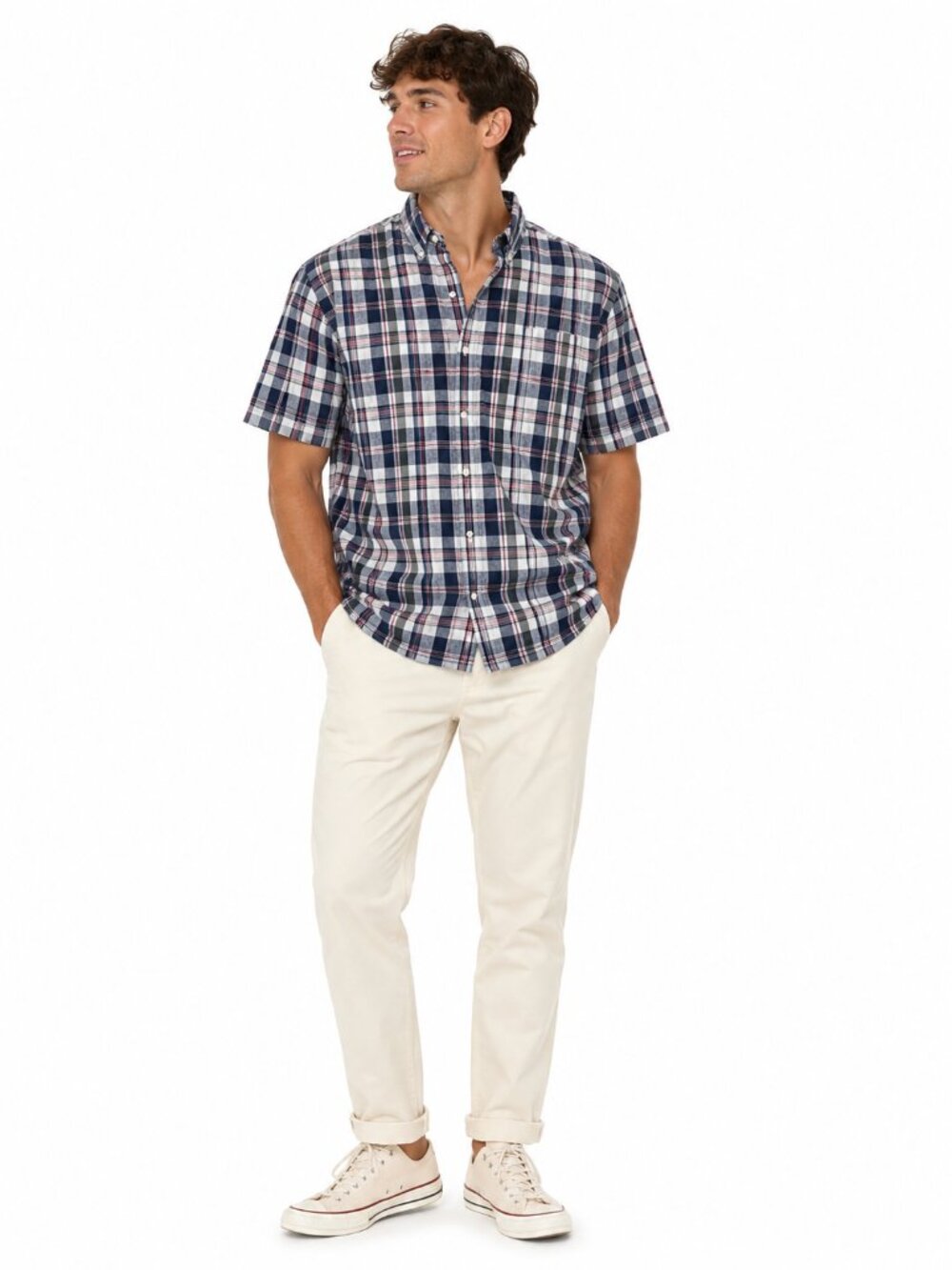 100% Cotton Faded Glory Originals Plaid Short Sleeve 2XL Button Front Country